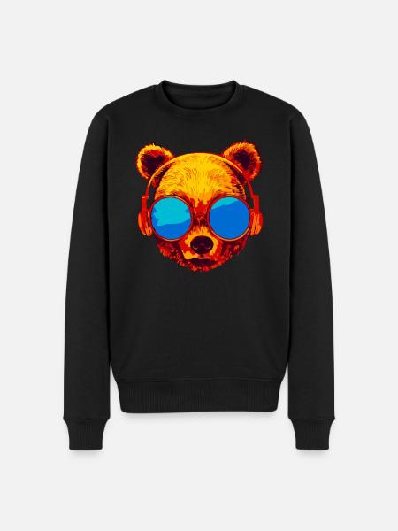 Bear with sunglasses - Men's Premium Organic Jumper - black