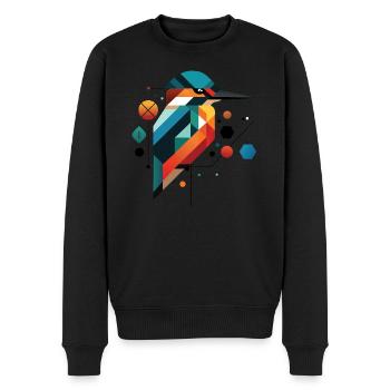 Geometrischer Eisvogel - Kunstvolles - Männer Premium Bio Pullover - Schwarz - Vorne - Nico (187cm)