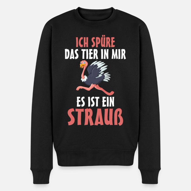 Strauß - Männer Premium Bio Pullover - Schwarz