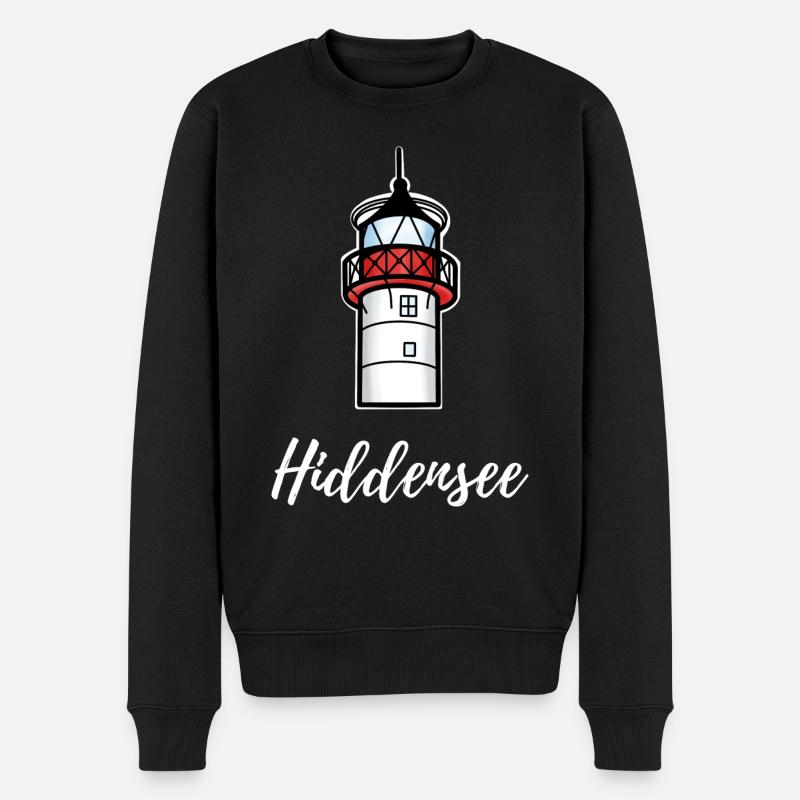 Kleiner Leuchtturm Hiddensee - Männer Premium Bio Pullover - Schwarz