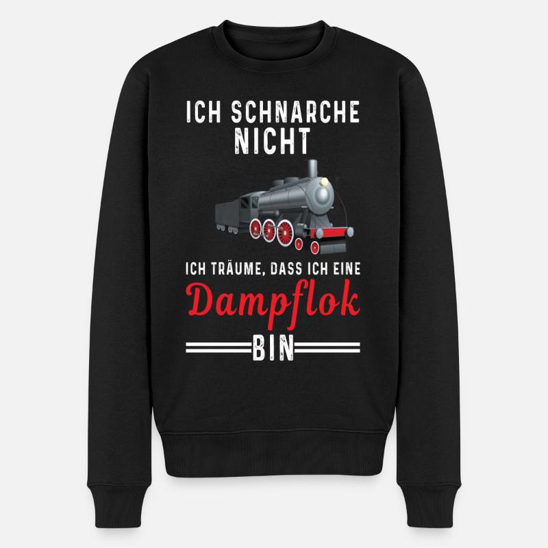 Ich schnarche nicht Dampflok - Männer Premium Bio Pullover - Schwarz