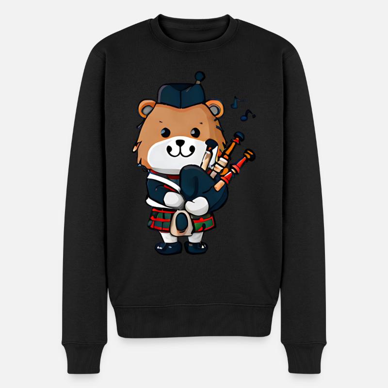 Schottischer Dudelsack-Bär - Männer Premium Bio Pullover - Schwarz