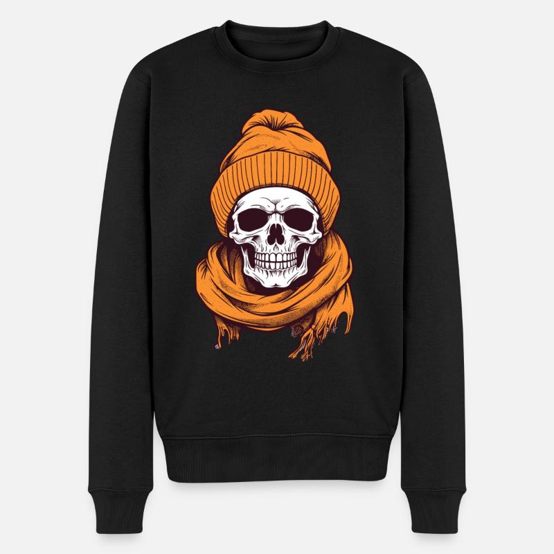 schädel herbst halloween - Männer Premium Bio Pullover - Schwarz