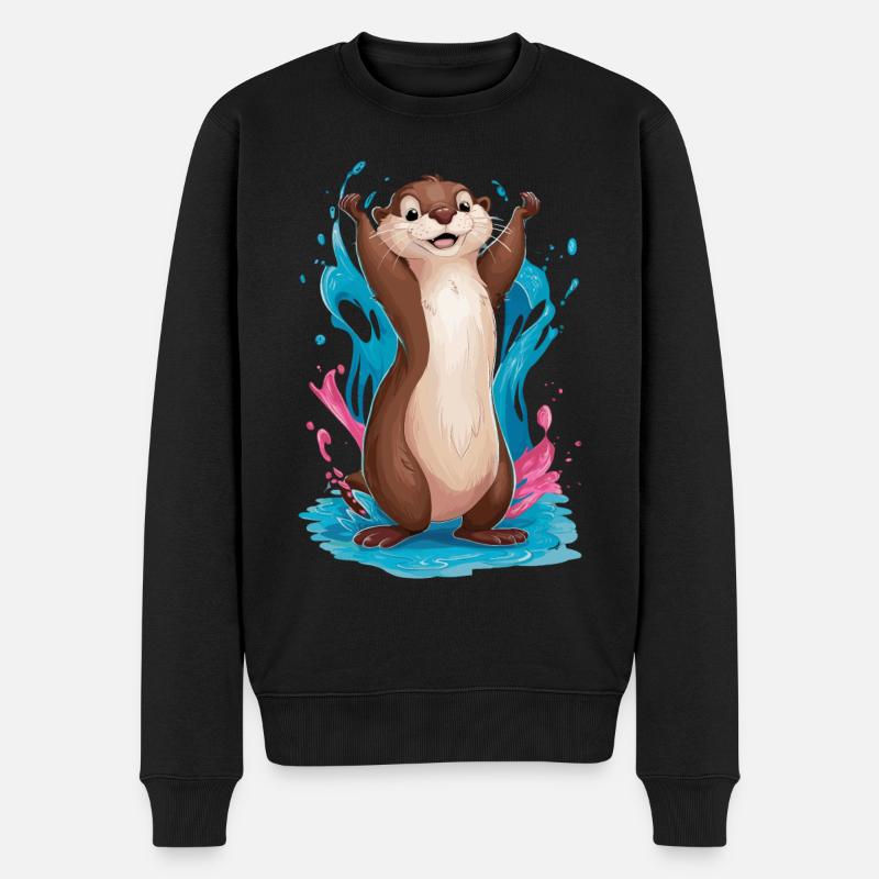Niedlicher Otter für Kinder Tier im Wasser - Männer Premium Bio Pullover - Schwarz