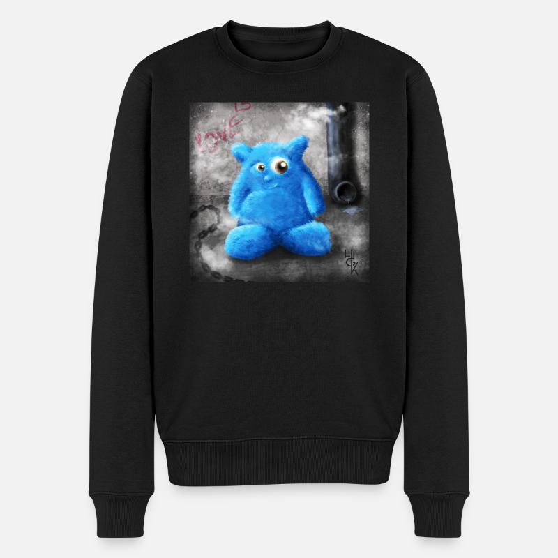 Peluche bleue love - Pull Premium bio Homme - noir