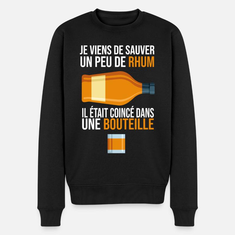 Ich habe gerade Rum gespart - Männer Premium Bio Pullover - Schwarz