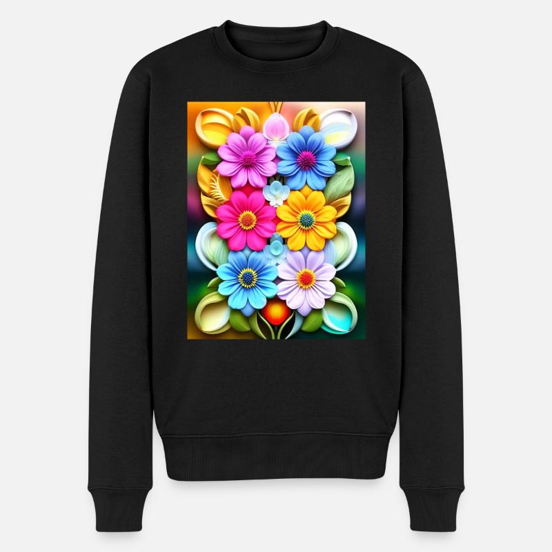 Blumen 33 - Männer Premium Bio Pullover - Schwarz