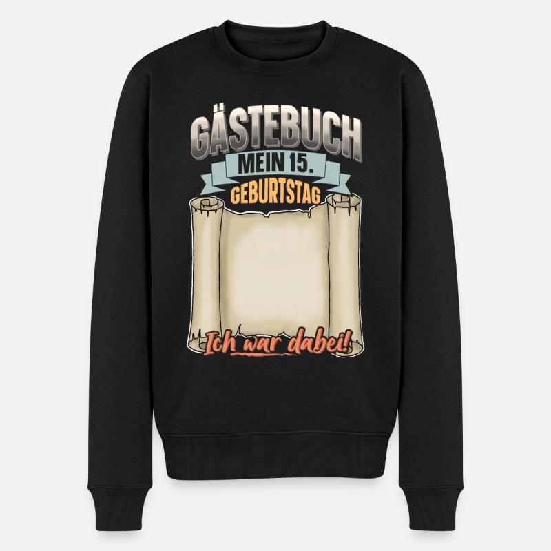 15. Geburtstag Gästebuch - Männer Premium Bio Pullover - Schwarz