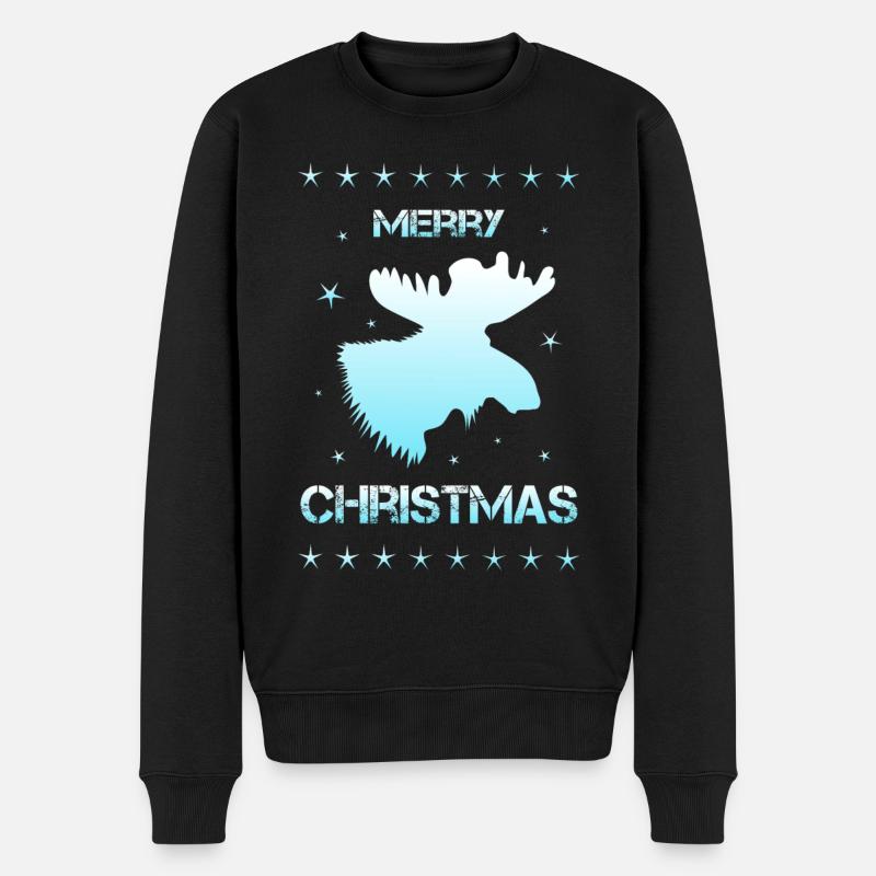 Merry Christmas moose - Männer Premium Bio Pullover - Schwarz