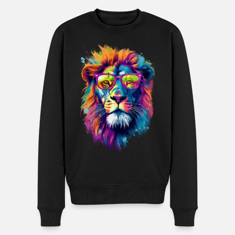 Löwe - Männer Premium Bio Pullover - Schwarz