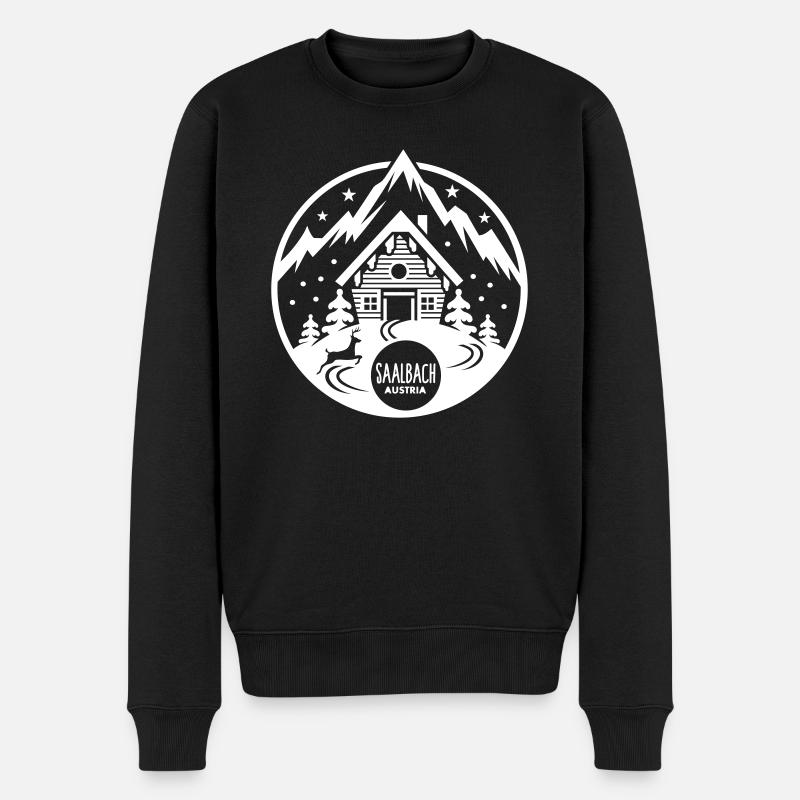 Saalbach - Männer Premium Bio Pullover - Schwarz