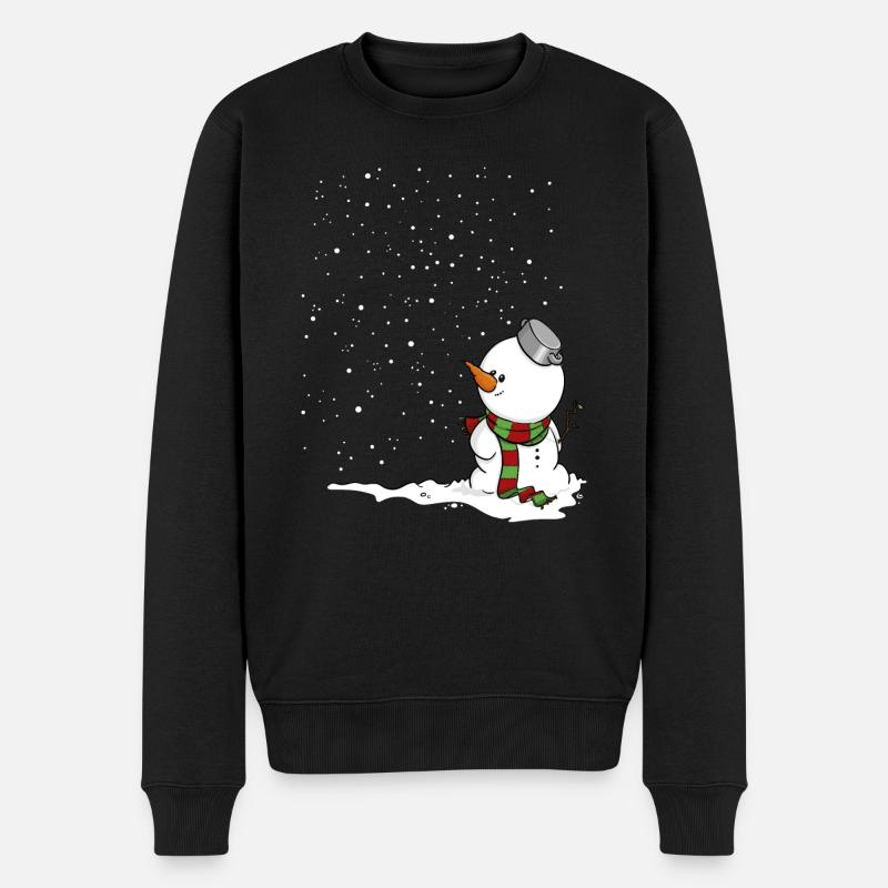 Schneemann im Schnee. - Männer Premium Bio Pullover - Schwarz
