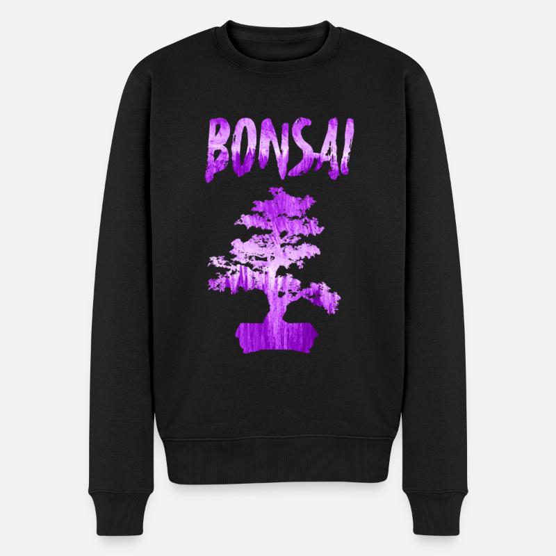 Bonsai violett - Männer Premium Bio Pullover - Schwarz