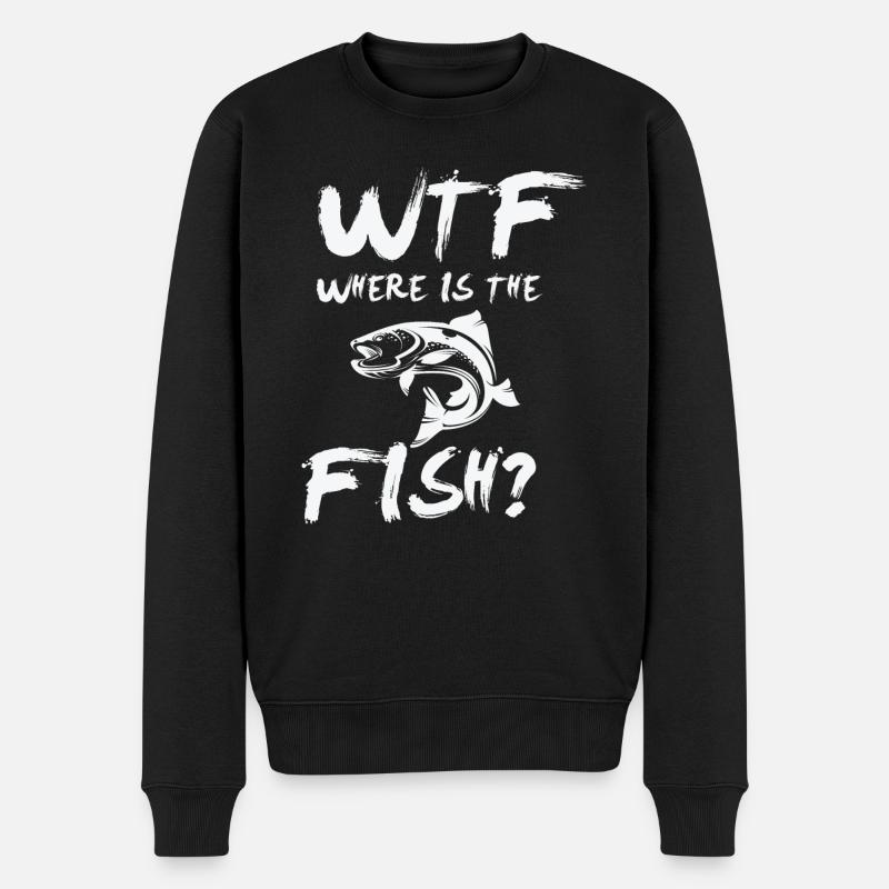 WTF Wheres the Fish - Männer Premium Bio Pullover - Schwarz