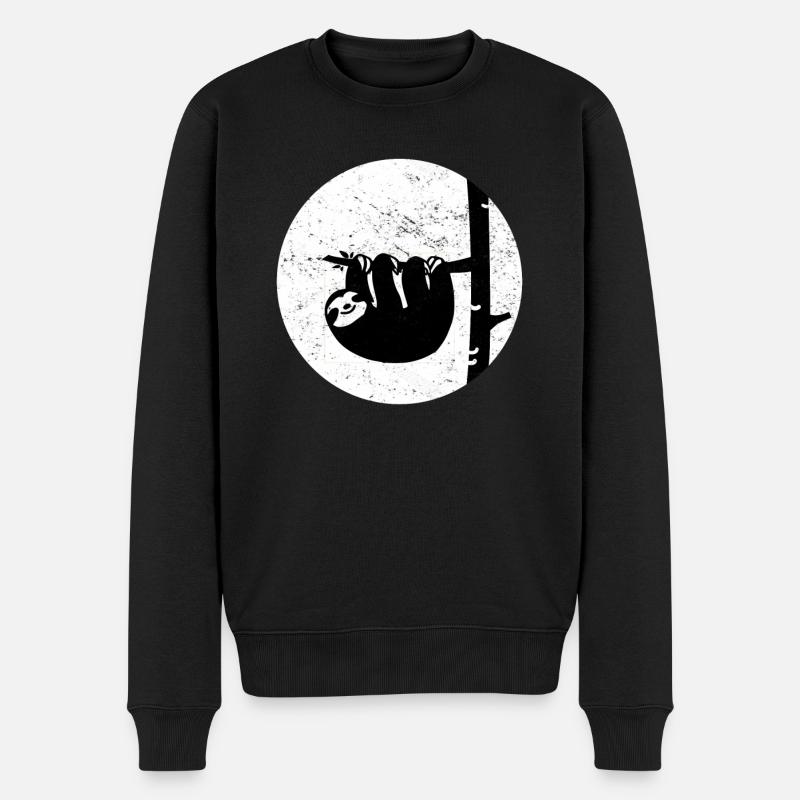 Faultier - Männer Premium Bio Pullover - Schwarz