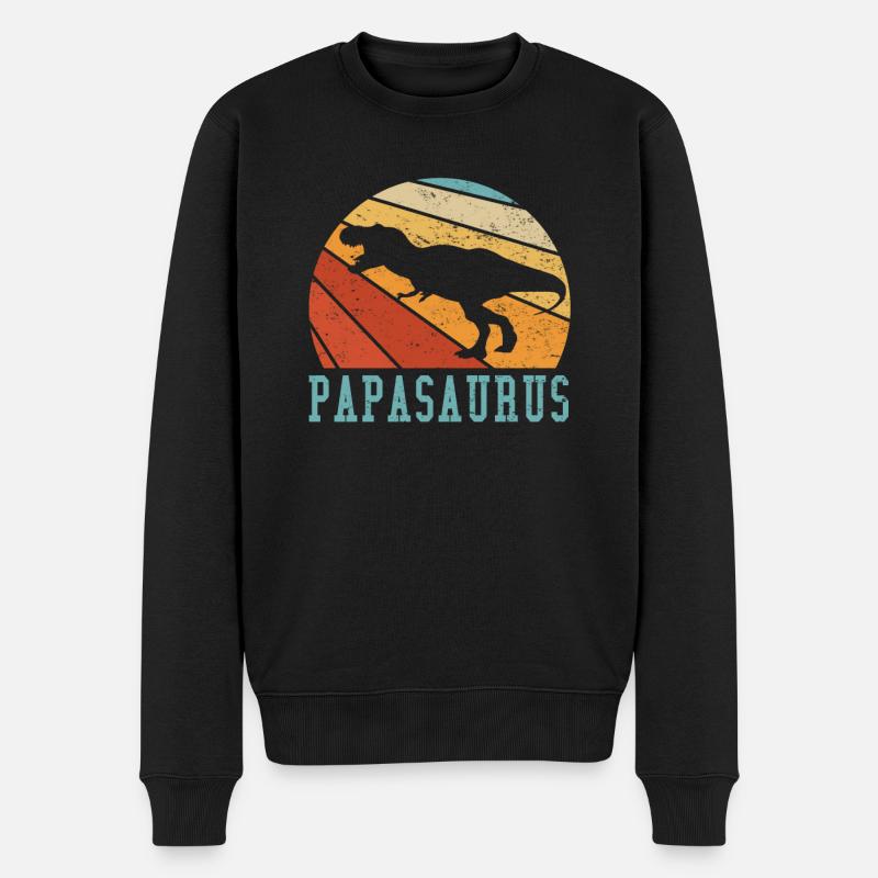 Papasaurus Papa Papi Vater Geschenkidee - Männer Premium Bio Pullover - Schwarz