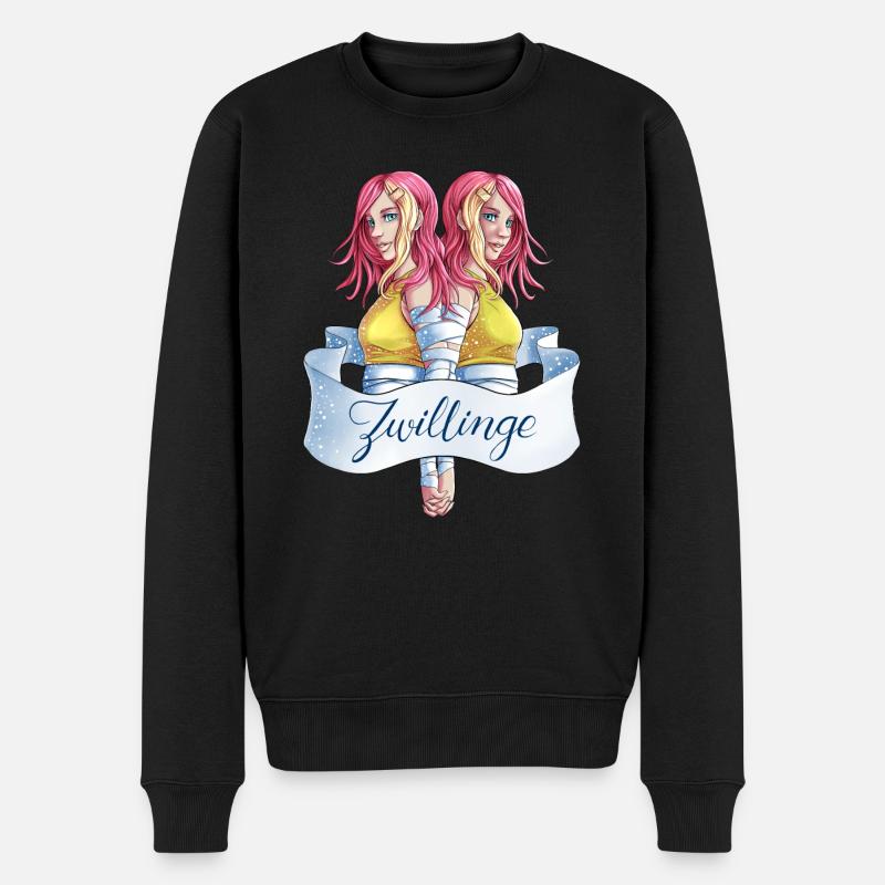 Sternzeichen Zwillinge Gemini Illustration - Männer Premium Bio Pullover - Schwarz