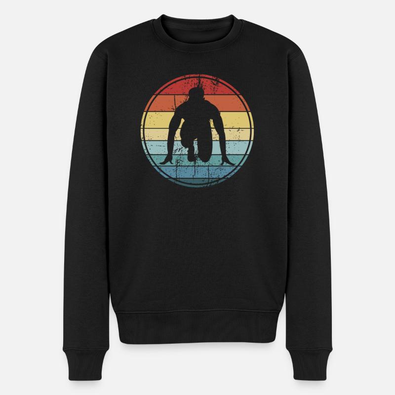 Coureur en cours d'exécution d'athlétisme sprint - Pull Premium bio Homme - noir
