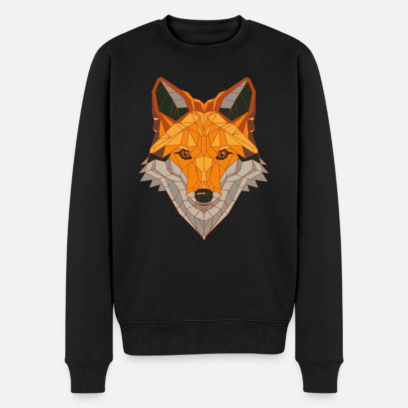 Schlauer Fuchs in Mosaik - Männer Premium Bio Pullover - Schwarz