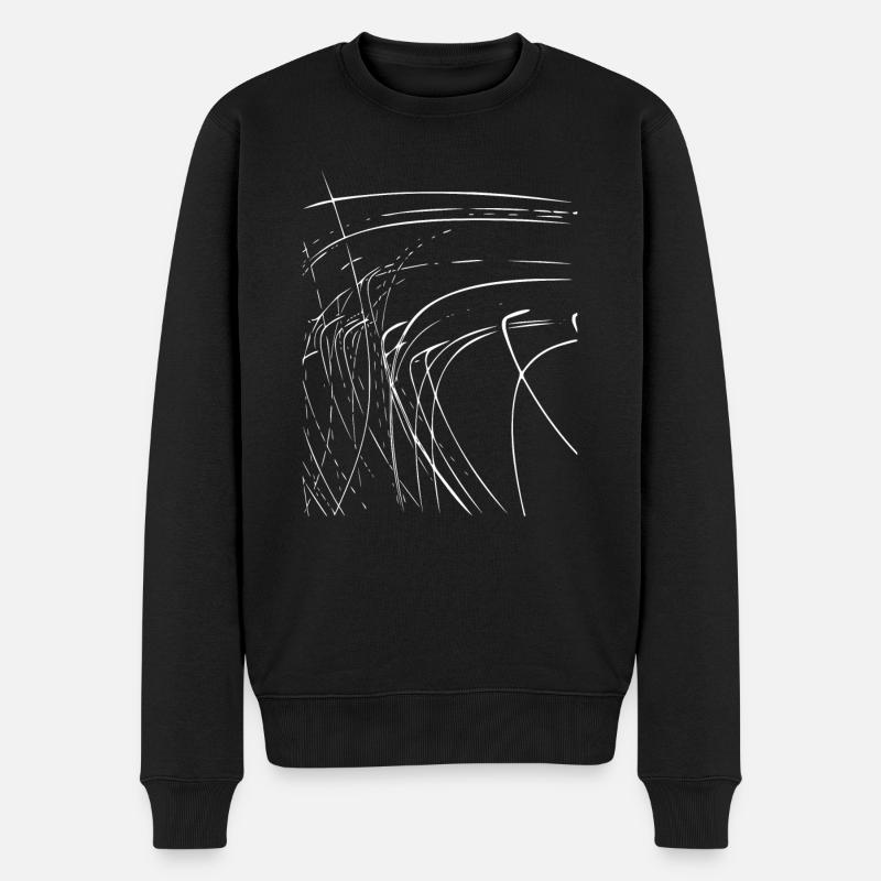 Lignes abstraites / blanc / ligne / motif - Pull Premium bio Homme - noir