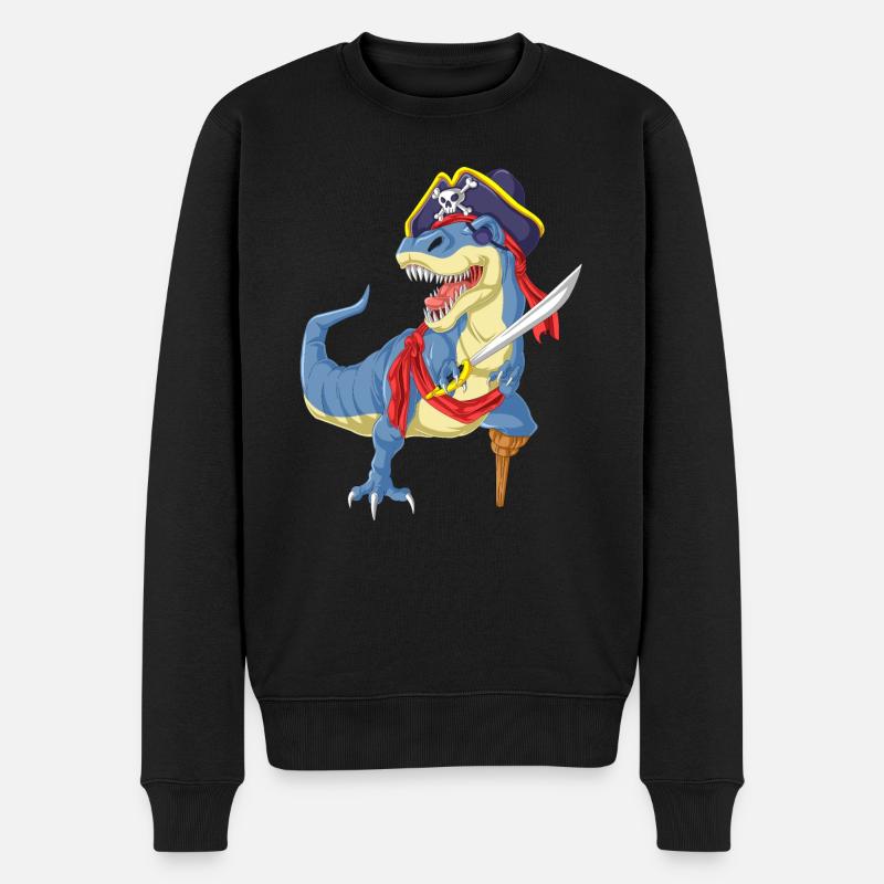 Piratendinosaurier - Männer Premium Bio Pullover - Schwarz