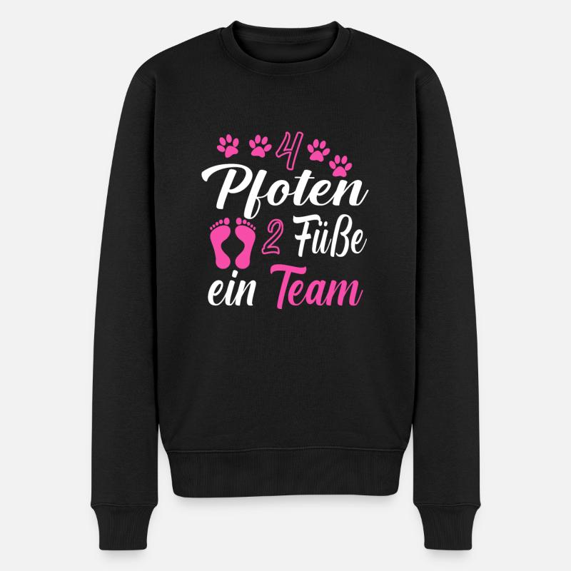 4 Pfoten 2 Füße ein Team - Männer Premium Bio Pullover - Schwarz
