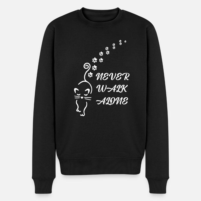 Never Walk alone Frau Katze Shirt - Männer Premium Bio Pullover - Schwarz