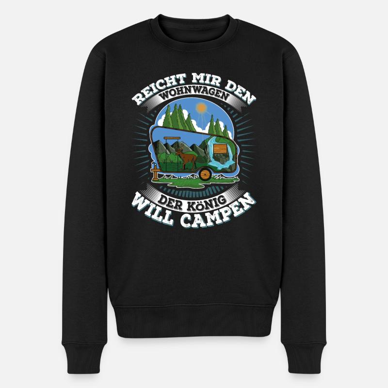 Reicht mir den Wohnwagen der König will Campen - Männer Premium Bio Pullover - Schwarz
