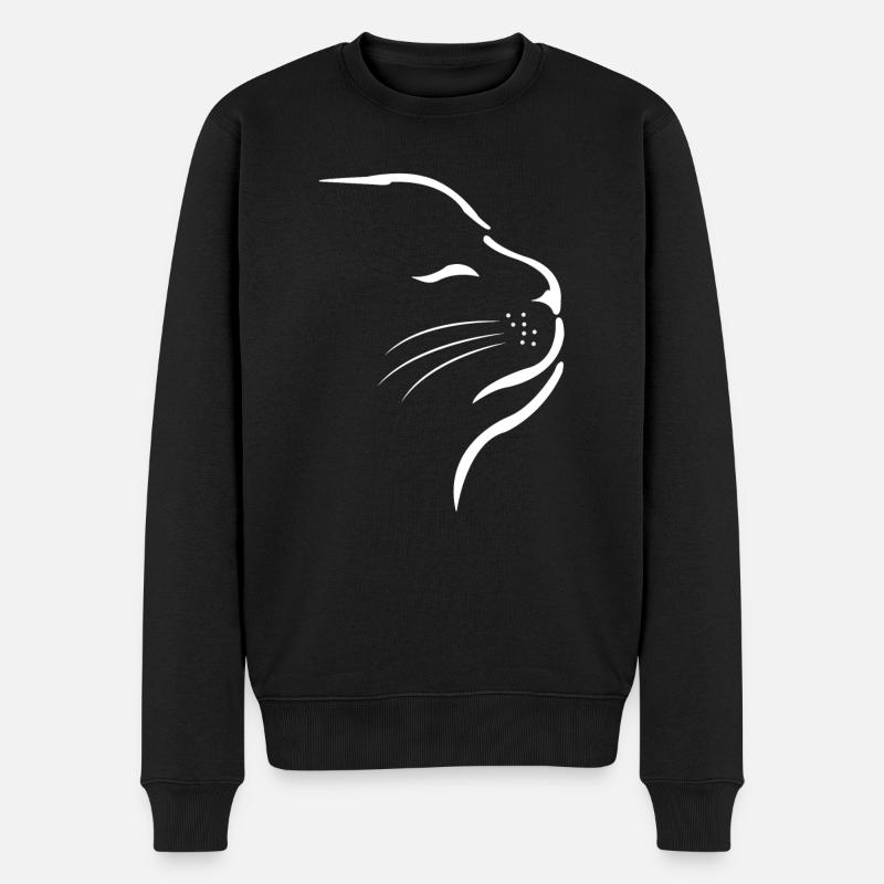 Katze Kleines Kätzchen Katzengesicht - Männer Premium Bio Pullover - Schwarz