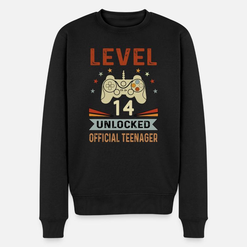 Niveau 14 unlocked - l’adolescent officiel - Pull Premium bio Homme - noir