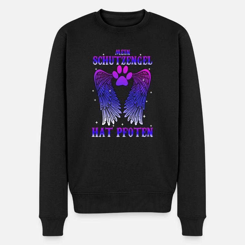 Mein Schutzengel hat 4 Pfoten - Männer Premium Bio Pullover - Schwarz