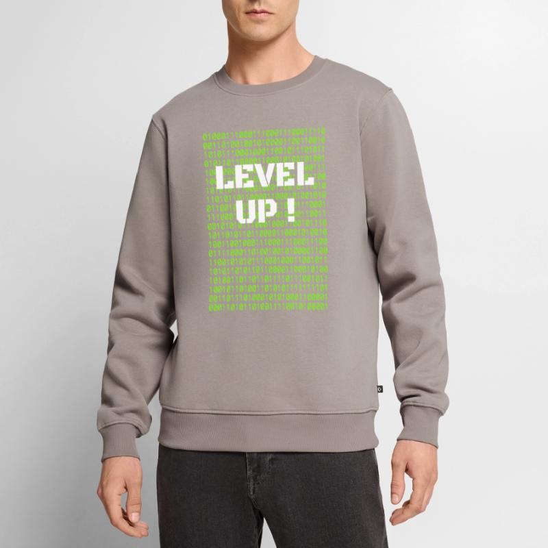 Level up and binary code Men's Premium Organic Jumper