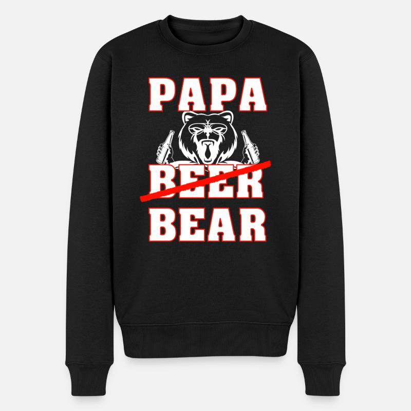 PAPA BEER OURS - Pull Premium bio Homme - noir