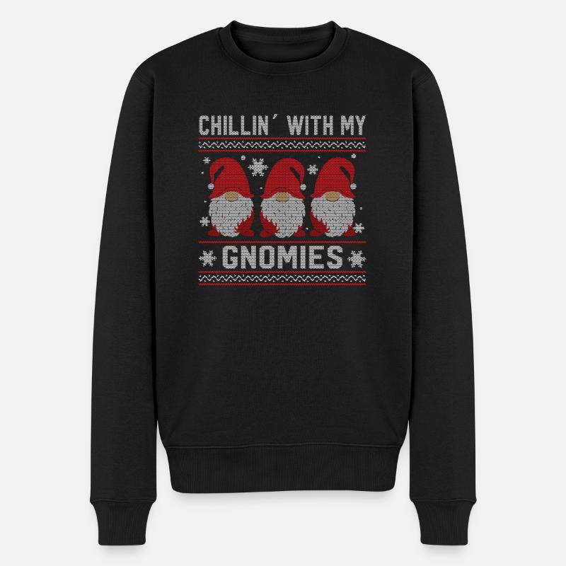 Avec mes gnomes traîner chillin avec mes gnomes - Pull Premium bio Homme - noir