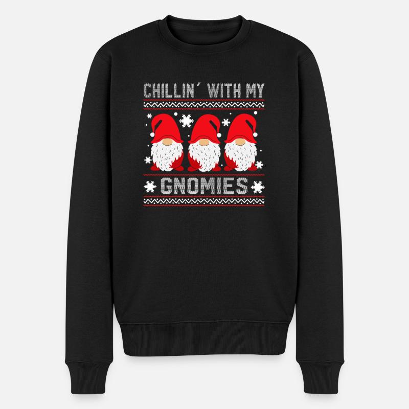 Chilling With My Gnomies, Geschenkidee für Weihnac - Männer Premium Bio Pullover - Schwarz