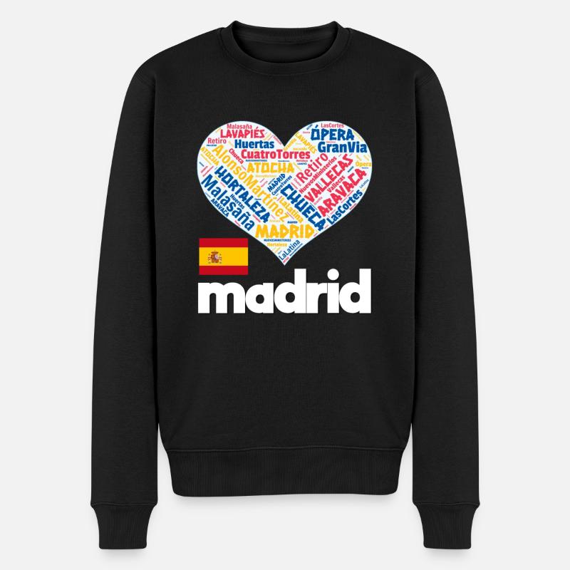 Madrid - Männer Premium Bio Pullover - Schwarz
