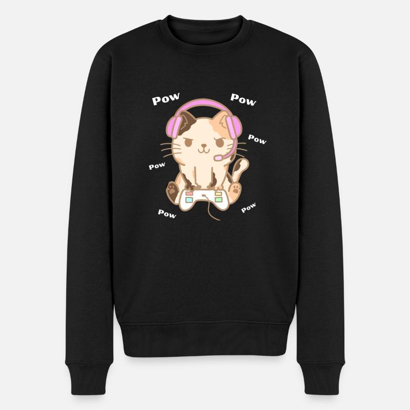Gamingcat - Männer Premium Bio Pullover - Schwarz