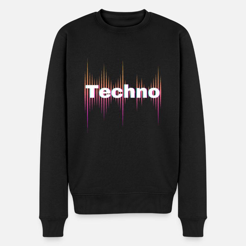 Techno - Männer Premium Bio Pullover - Schwarz
