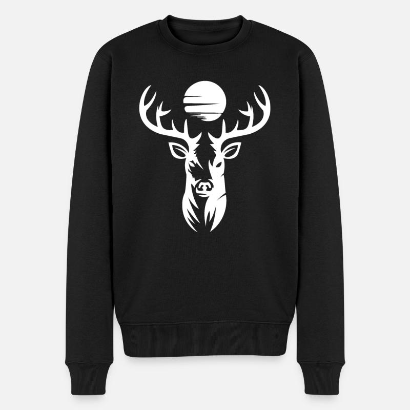 Silhouette HIRSCH avec lune - Pull Premium bio Homme - noir