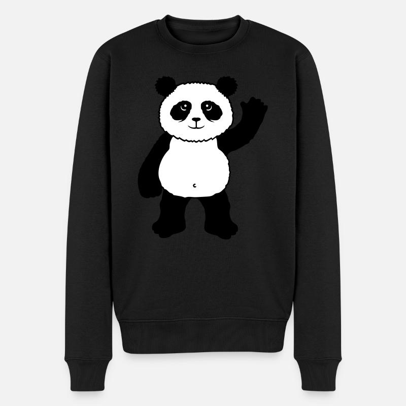 Debout panda ours vagues amicales - Pull Premium bio Homme - noir