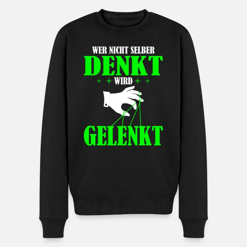 DENKT - Männer Premium Bio Pullover - Schwarz