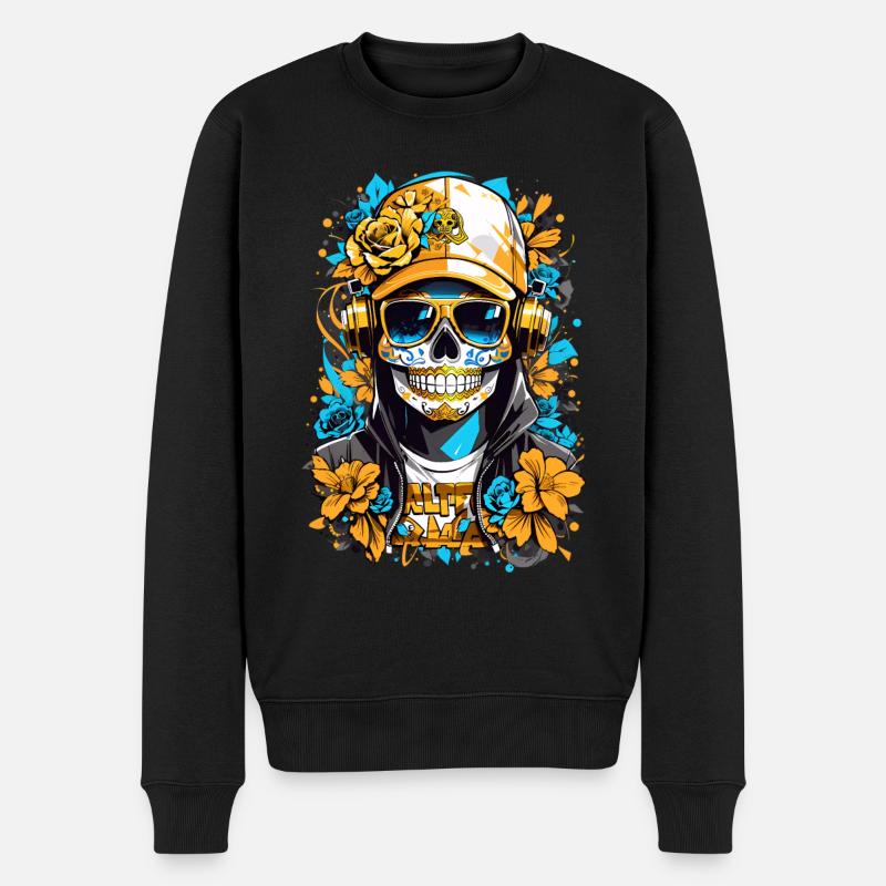 Crâne de sucre doré - Pull Premium bio Homme - noir