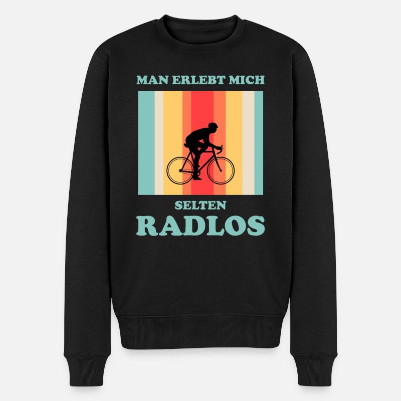 Ich Bin Selten Radlos Fahrrad Rennrad Retro - Männer Premium Bio Pullover - Schwarz