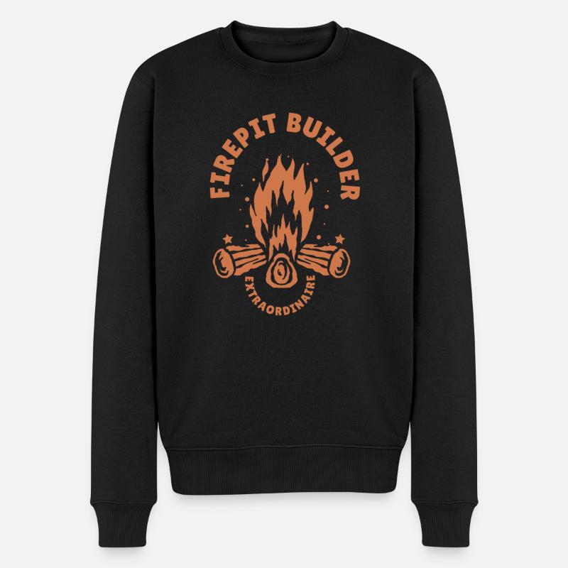 Lagerfeuer Camping Retro Feuerstelle Builder Wandern - Männer Premium Bio Pullover - Schwarz