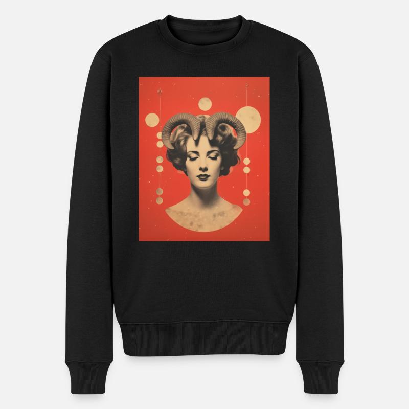 Widder Collage Kunst Astrologie - Männer Premium Bio Pullover - Schwarz