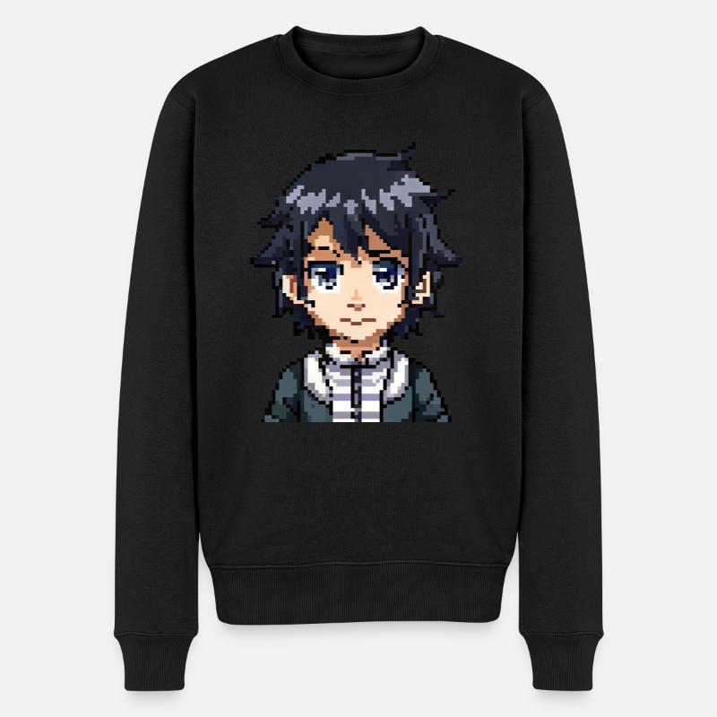 Anime Figur in 8-Bit - Männer Premium Bio Pullover - Schwarz