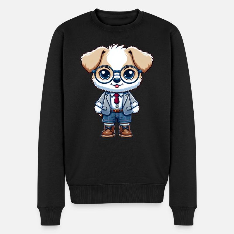 Chien écolier mignon - Pull Premium bio Homme - noir