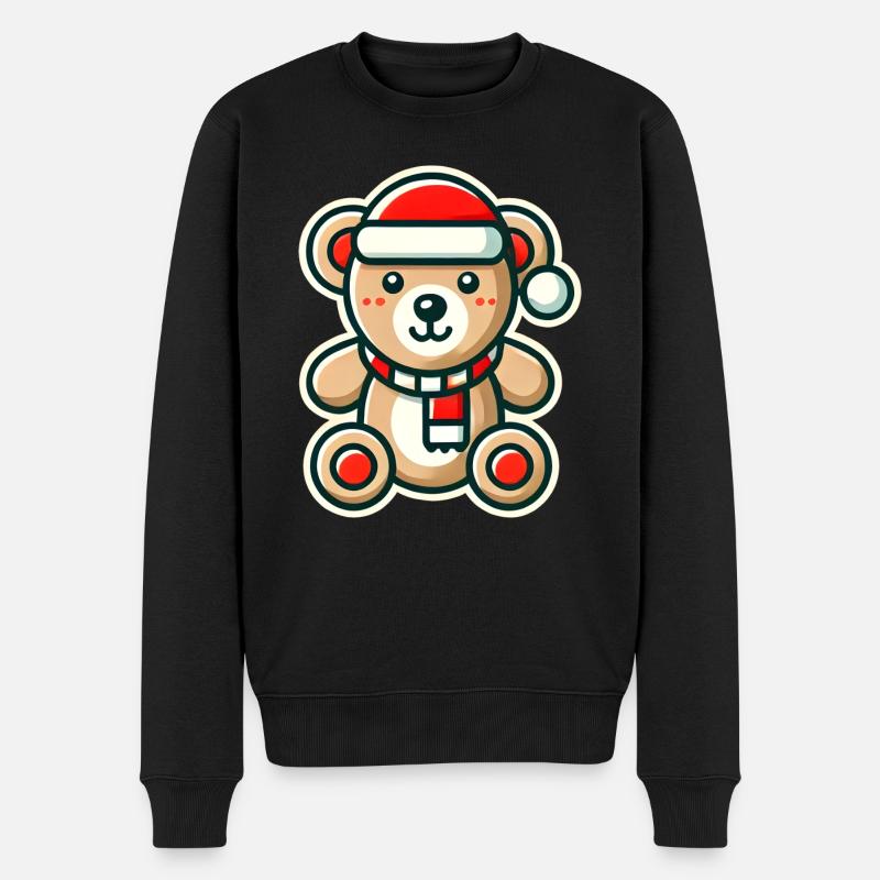 Weihnachtlicher Teddybär - Männer Premium Bio Pullover - Schwarz
