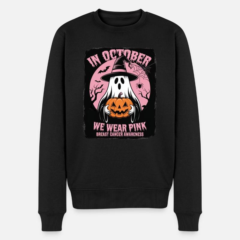 Fantôme rose d’Halloween - Pull Premium bio Homme - noir