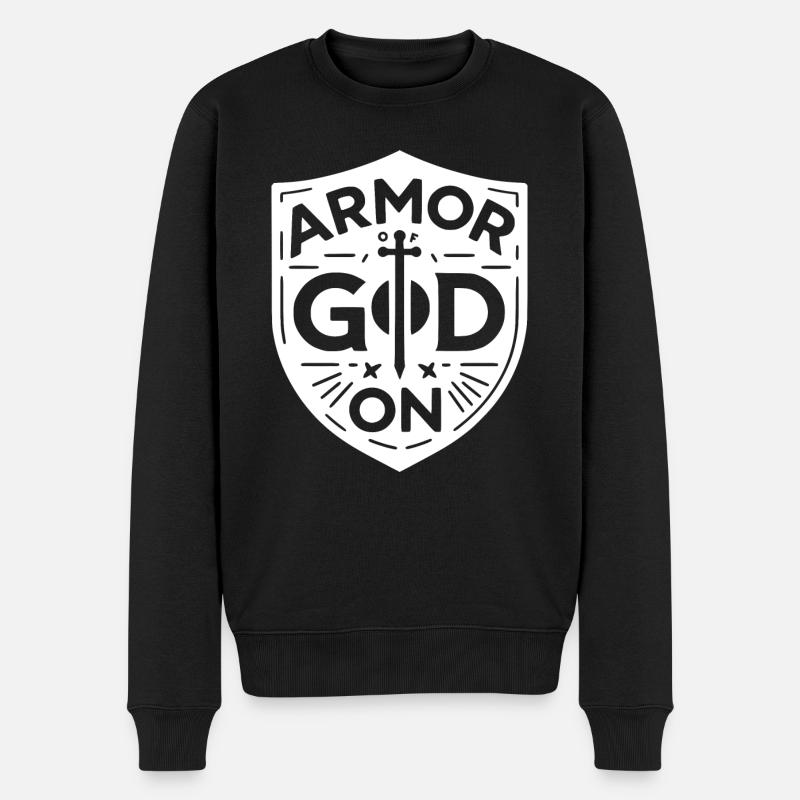 Rüstung Gottes auf - Männer Premium Bio Pullover - Schwarz